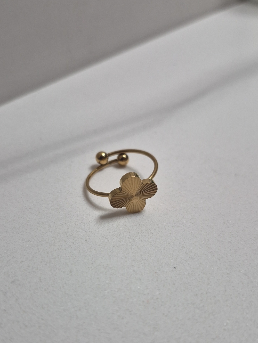 💙 Stainnless Waterproof Gold Clover Adjustable Ring